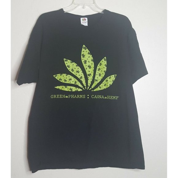 Green Pharms Canna Hemp 4/20 Black Mens Size XL T Shirt - Picture 3 of 5